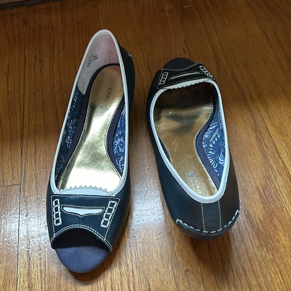 Sperry Topsider Blue Wedge Heel Shoe size 8 - Picture 6 of 6